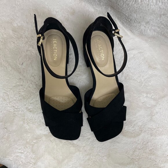 Kennth Cole Women's Black, faux suede, ankle strap, squared toe, 2" heels - Picture 5 of 10